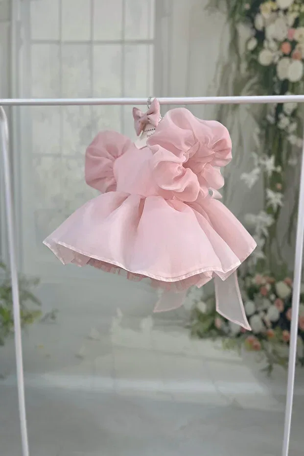 Детское платье для девочек хлопковое Caroline Bertuğ Bebek, Powder Pink — фото 4