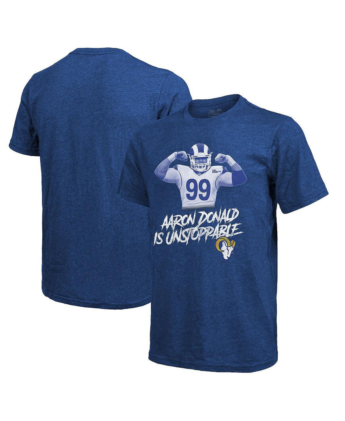 

Мужская футболка threads aaron donald royal los angeles rams tri-blend player Majestic