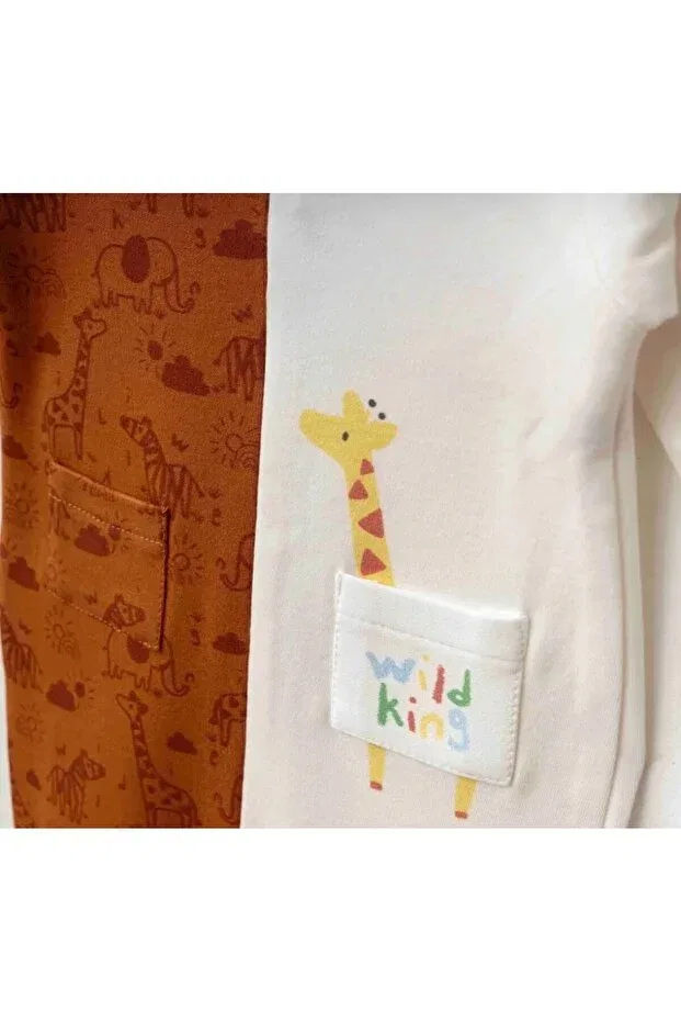 Детский комплект одежды для новорожденных с принтом Wild King Giraffe Pamloli Kids, Orange — фото 2