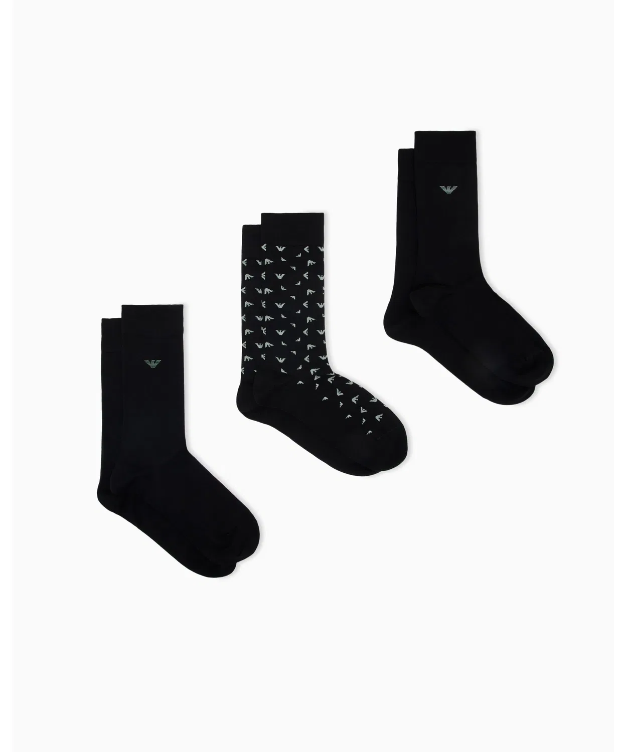 Мужские носки с принтом, комплект из 3 пар, Emporio Armani, Black