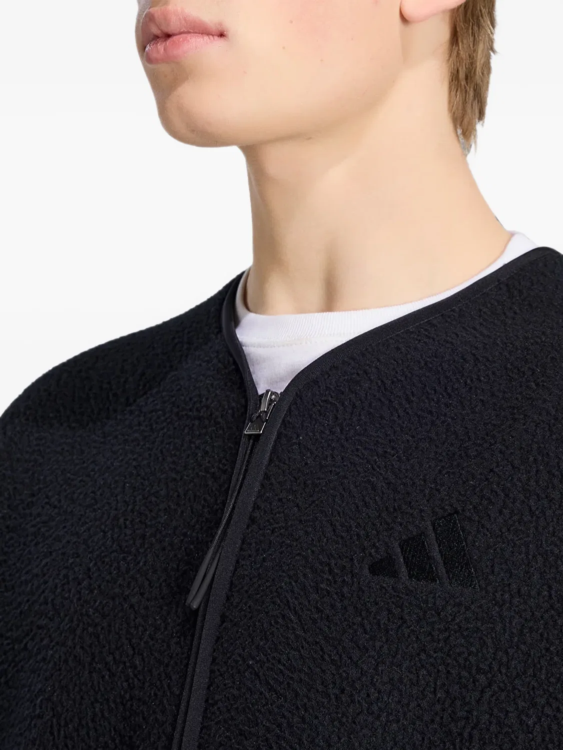Жилет City Tech 3-Stripes из ворсистого флиса Adidas, черный — фото 4