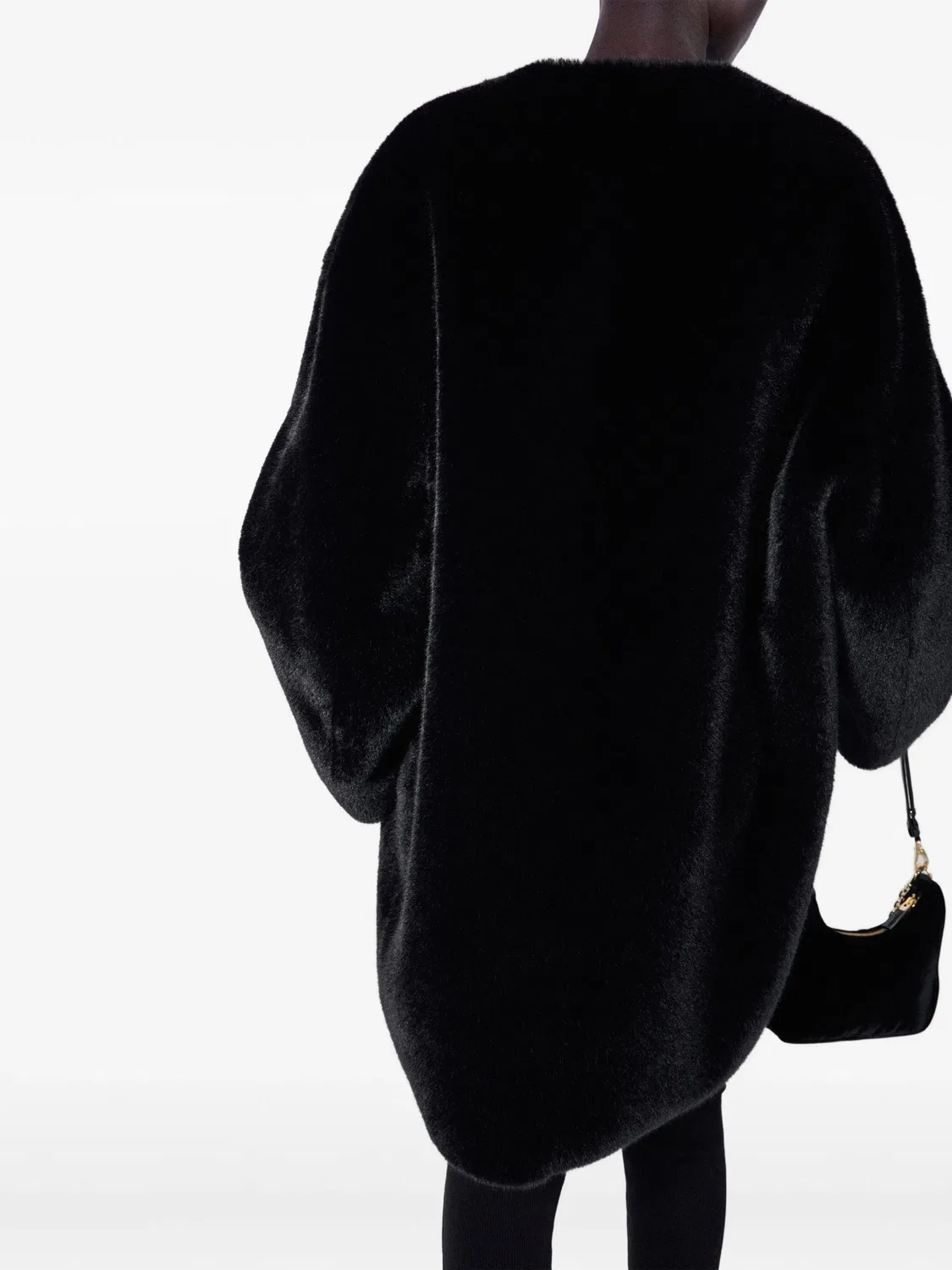 Пальто из искусственного меха Prada, черный — фото 4