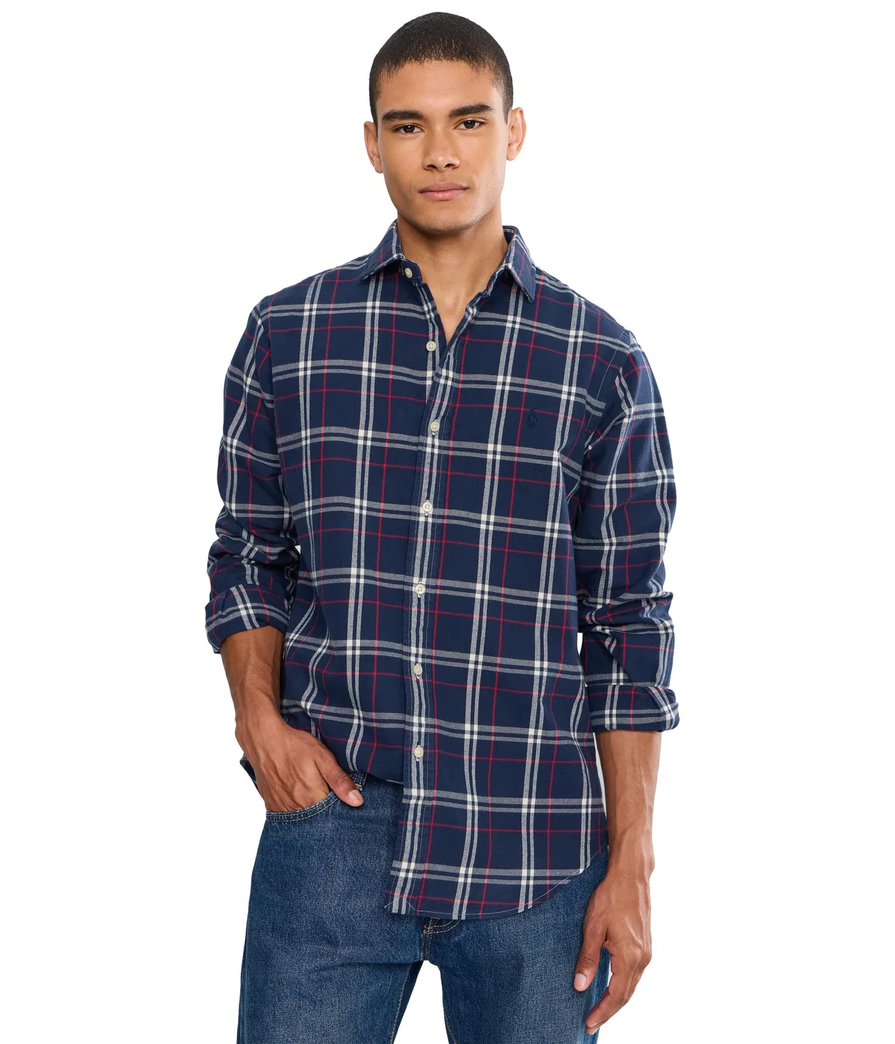 Классическая клетчатая рубашка Оксфорд Polo Ralph Lauren, Navy/Red/White