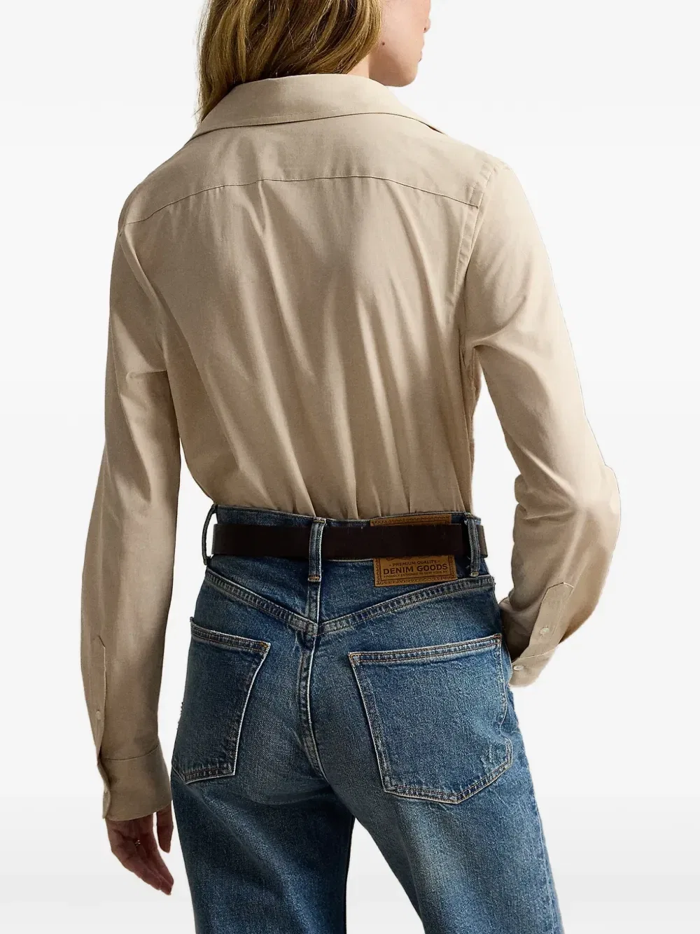Хлопковая рубашка приталенного кроя POLO RALPH LAUREN, бежевый — фото 4