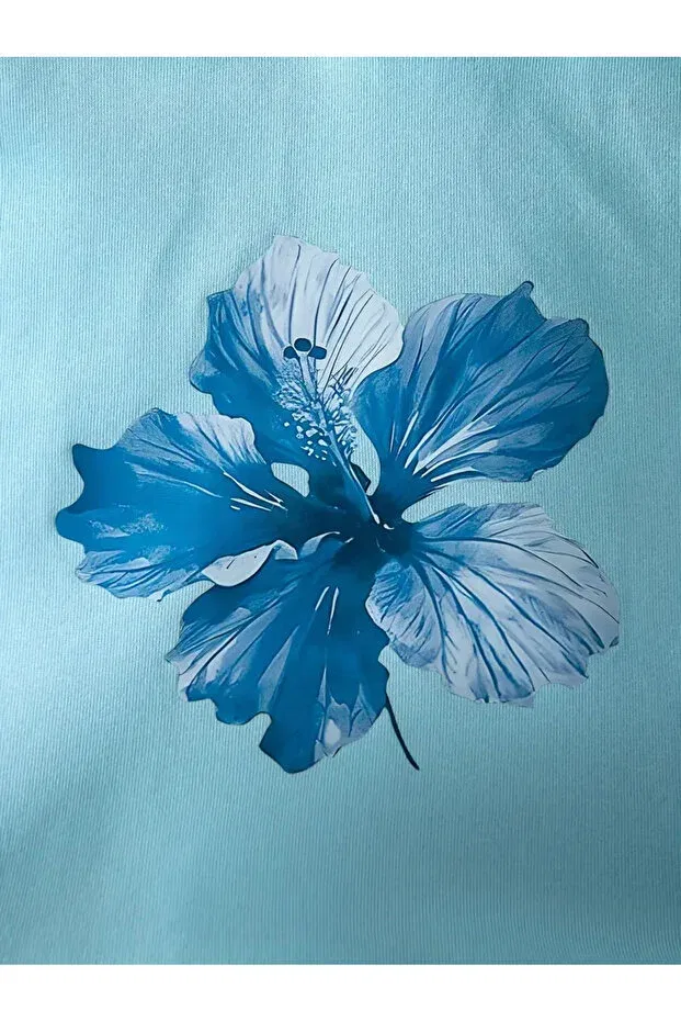 Детские свитшот для девочек с принтом Girl'S hooded baby blue hibiscus flower printed sweatshirt Morning Kids, Blue — фото 2