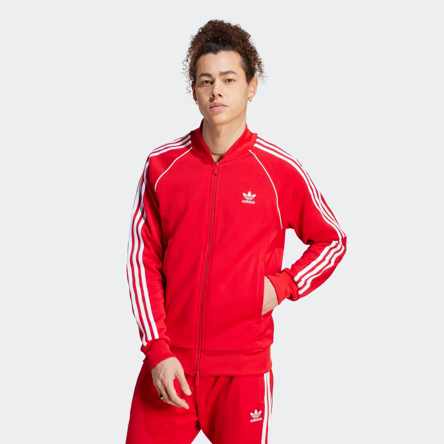 Мужская тренировочная куртка с ретро-дизайном Adidas Originals, Better Scarlet/White