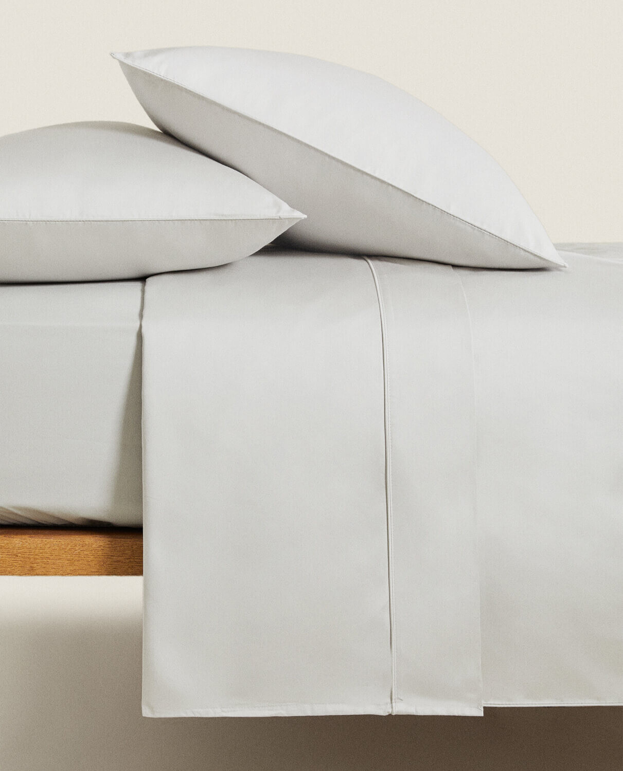Простыня на подгонку Zara Home Sateen, 500 нитей, серебро — фото 4
