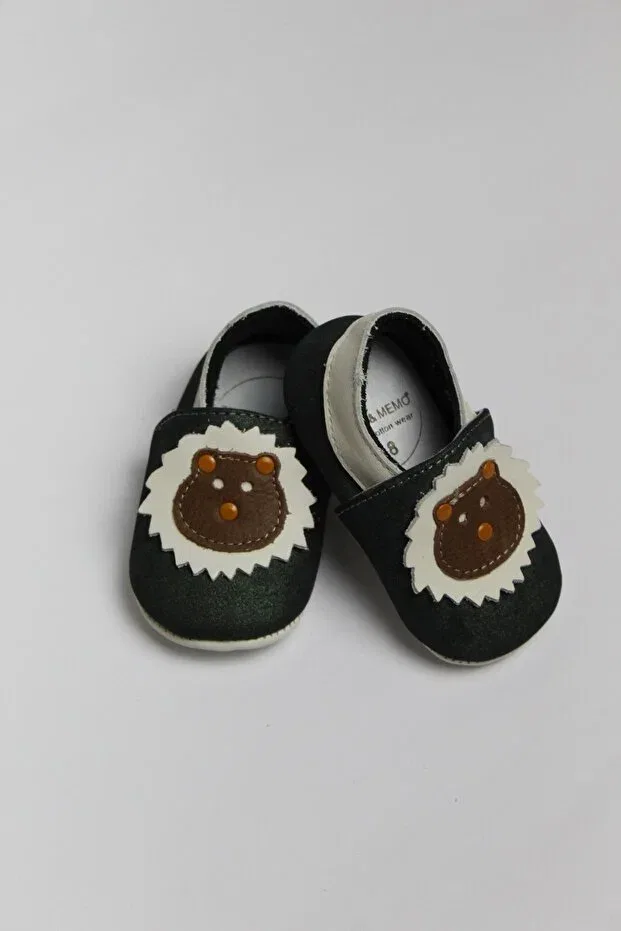Детские пинетки для новорожденных кожаные First Step Zeyno Ve Memo, Bright Green-Cream — фото 2