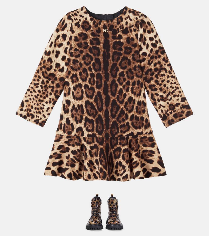 Платье из шерстяного крепа DG с леопардовым принтом Dolce&Gabbana Kids, Leo New — фото 2