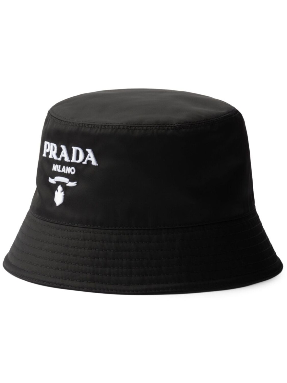 

Prada стеганая панама с тисненым логотипом, черный