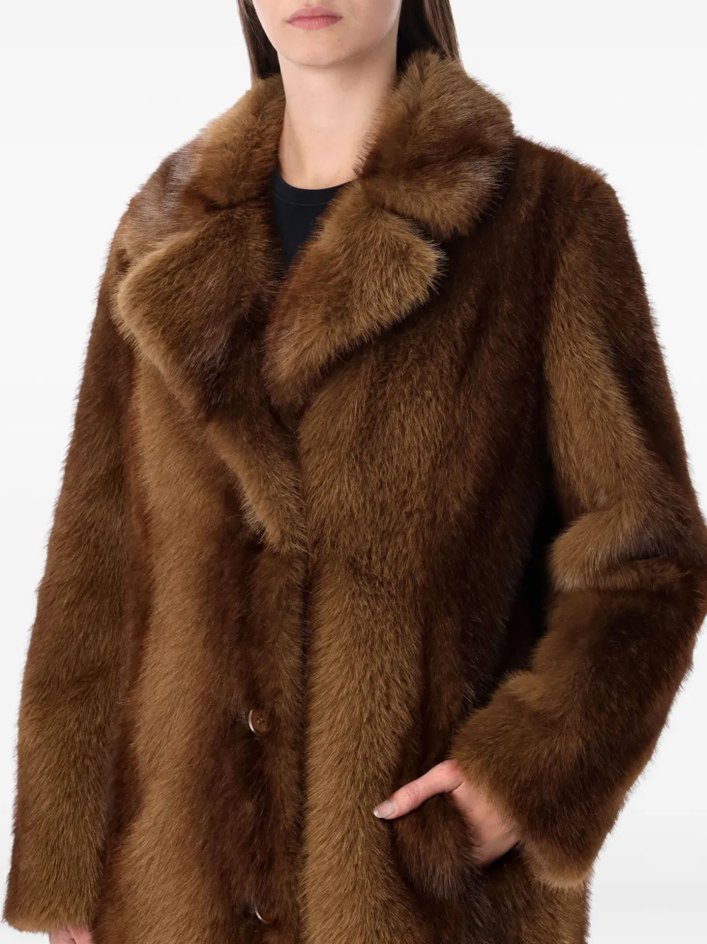 

Однобортное пальто Nora Stand Studio, коричневый