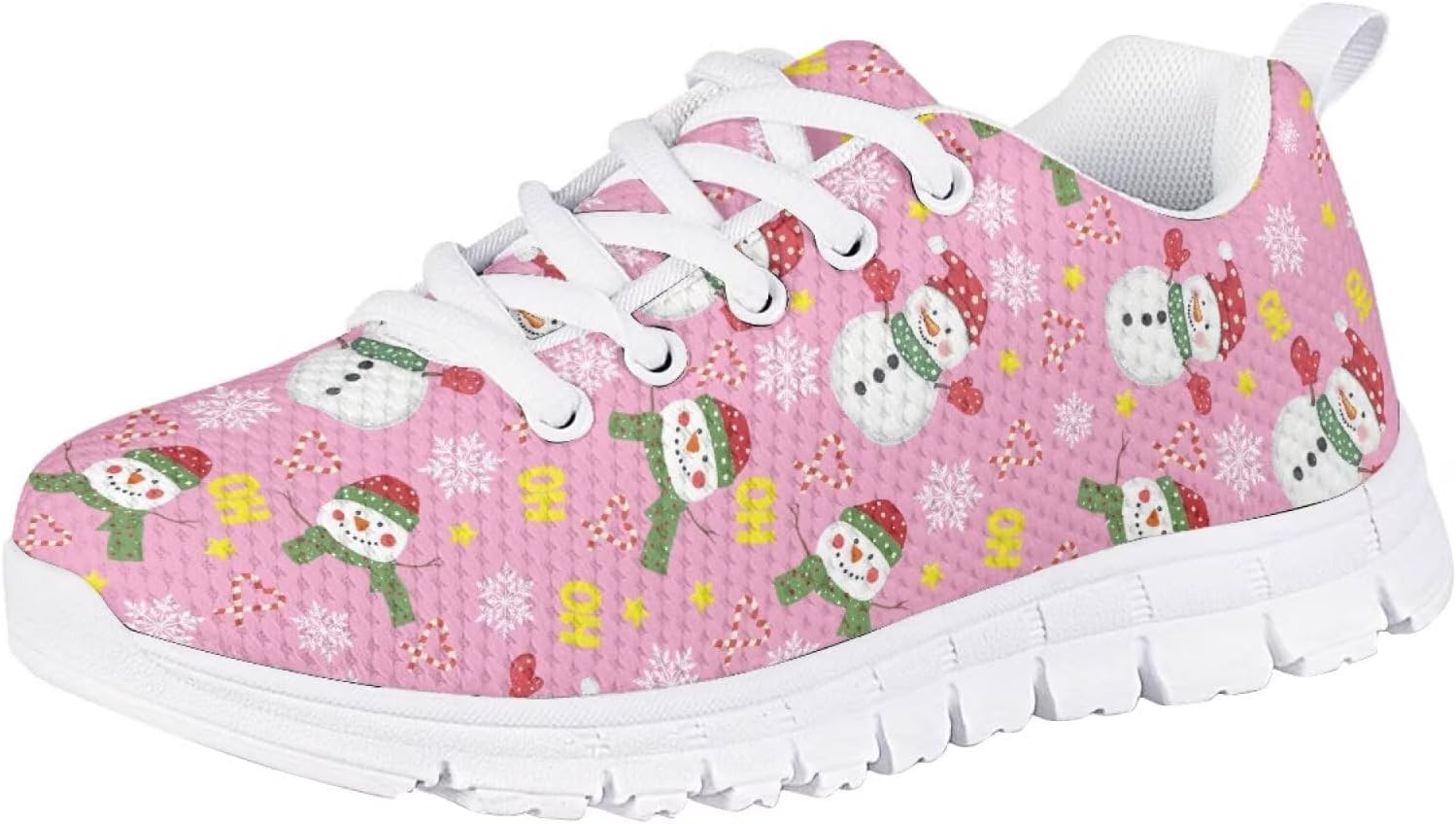 

Рождественские кроссовки Forchrinse для девочек и мальчиков, легкие шнурованные ходовые кроссовки, повседневные беговые кроссовки с противоскользящей подошвой, Christmas Snowman