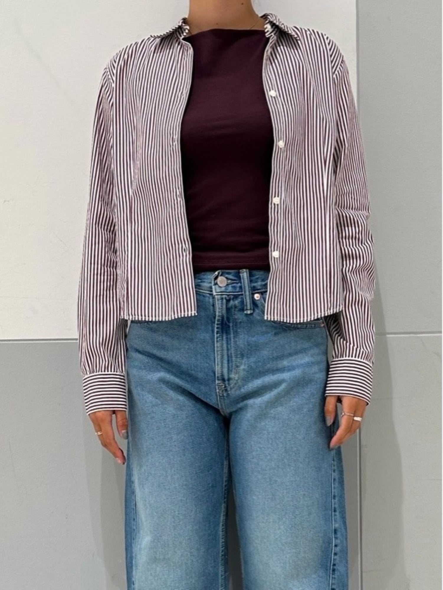 (W) Укороченная рубашка из органического хлопка GAP, RED_STRIPES — фото 3