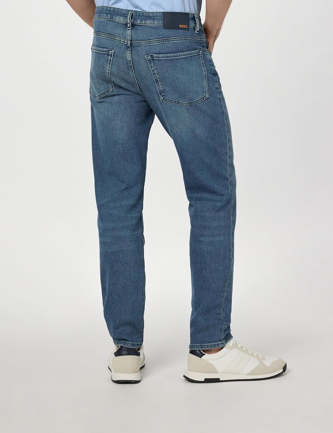 BOSS Мужские джинсы Re.Maine Regular Fit Tapered, средне-синий — фото 4