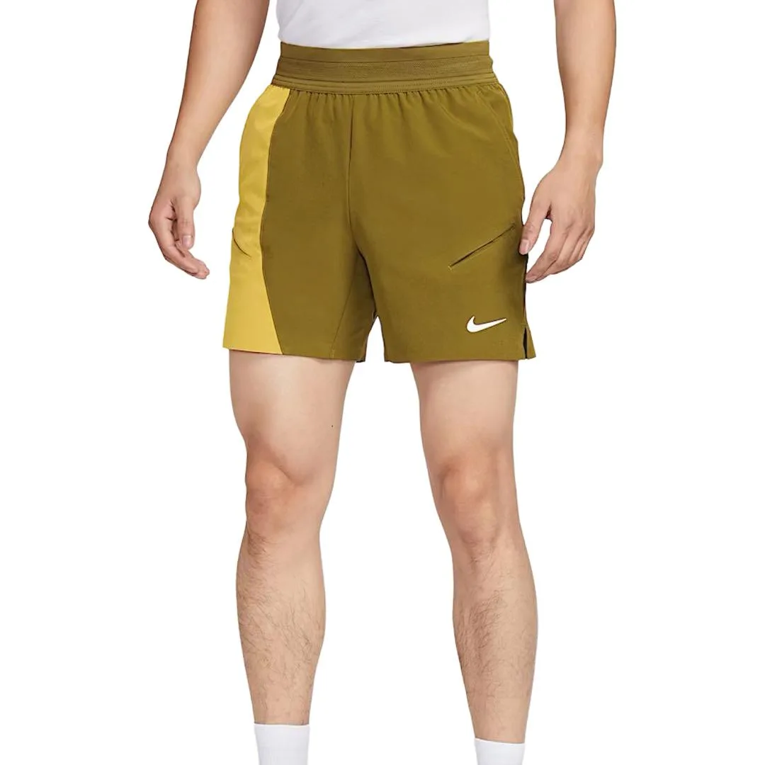 Шорты мужские casual Dri Fit Court Slam Nike, Anti-Aircraft Gun Olive Green/Quartz Saffron/White