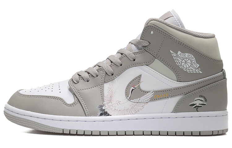 

Кроссовки Air JORDAN 1 Vintage Basketball Shoes Men High-Top Gray White