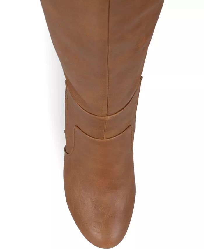 Женские сапоги Carver Wide Calf Block Heel до колена Journee Collection, коричневый/бежевый — фото 3