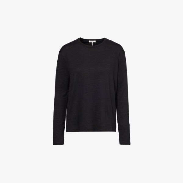 

Тканый топ с разрезом по краю и длинными рукавами Rag & Bone, черный