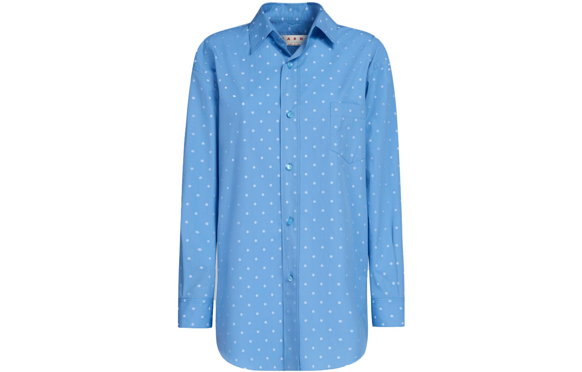 

Рубашка из поплина с принтом в горошек MARNI, синий