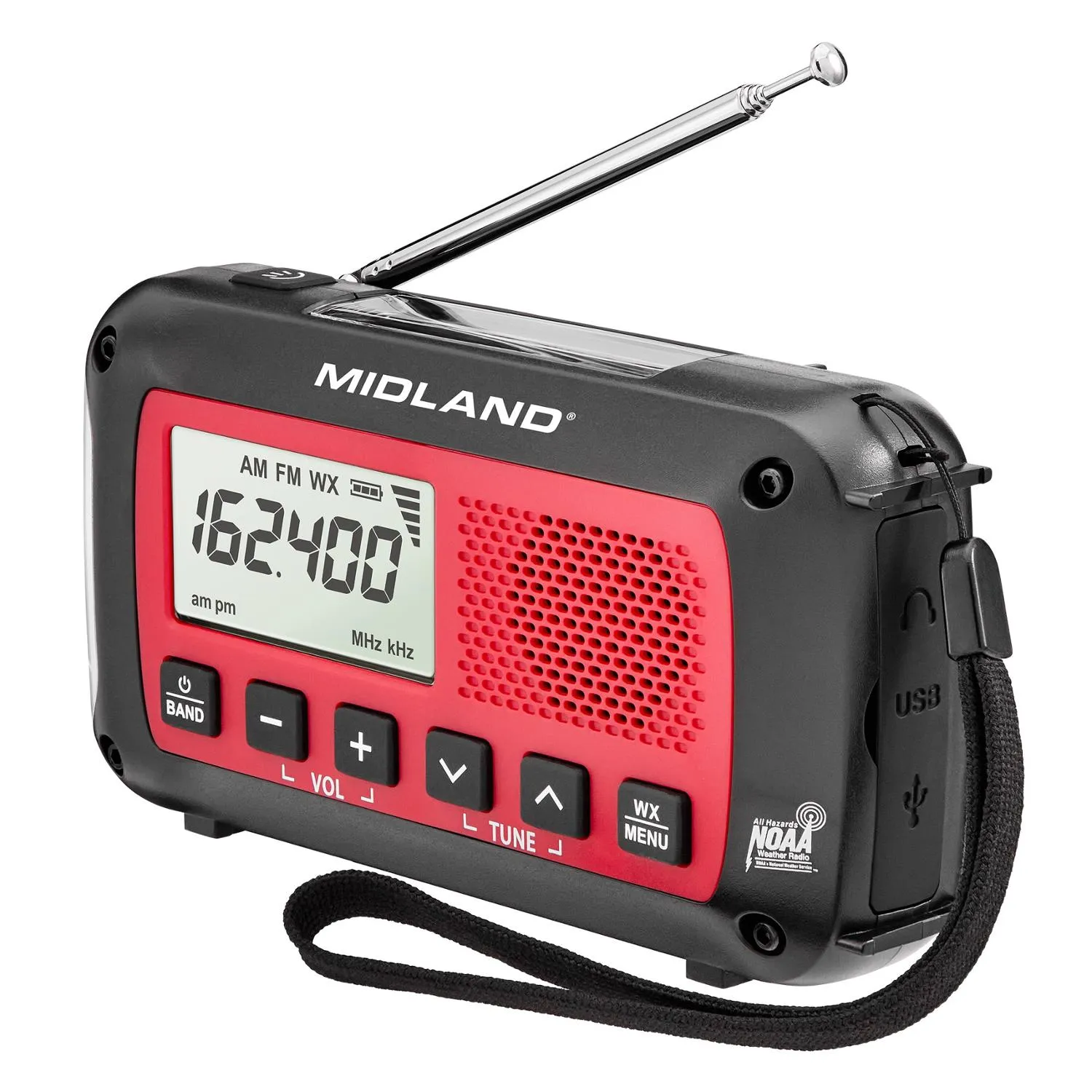 

ER40 Аварийное радио с ручным приводом Midland, Red/Black