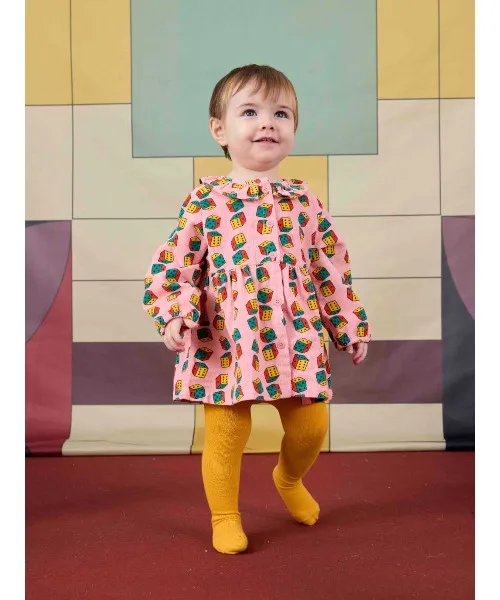 Детское платье из хлопка с принтом Dice all over Bobo Choses белое