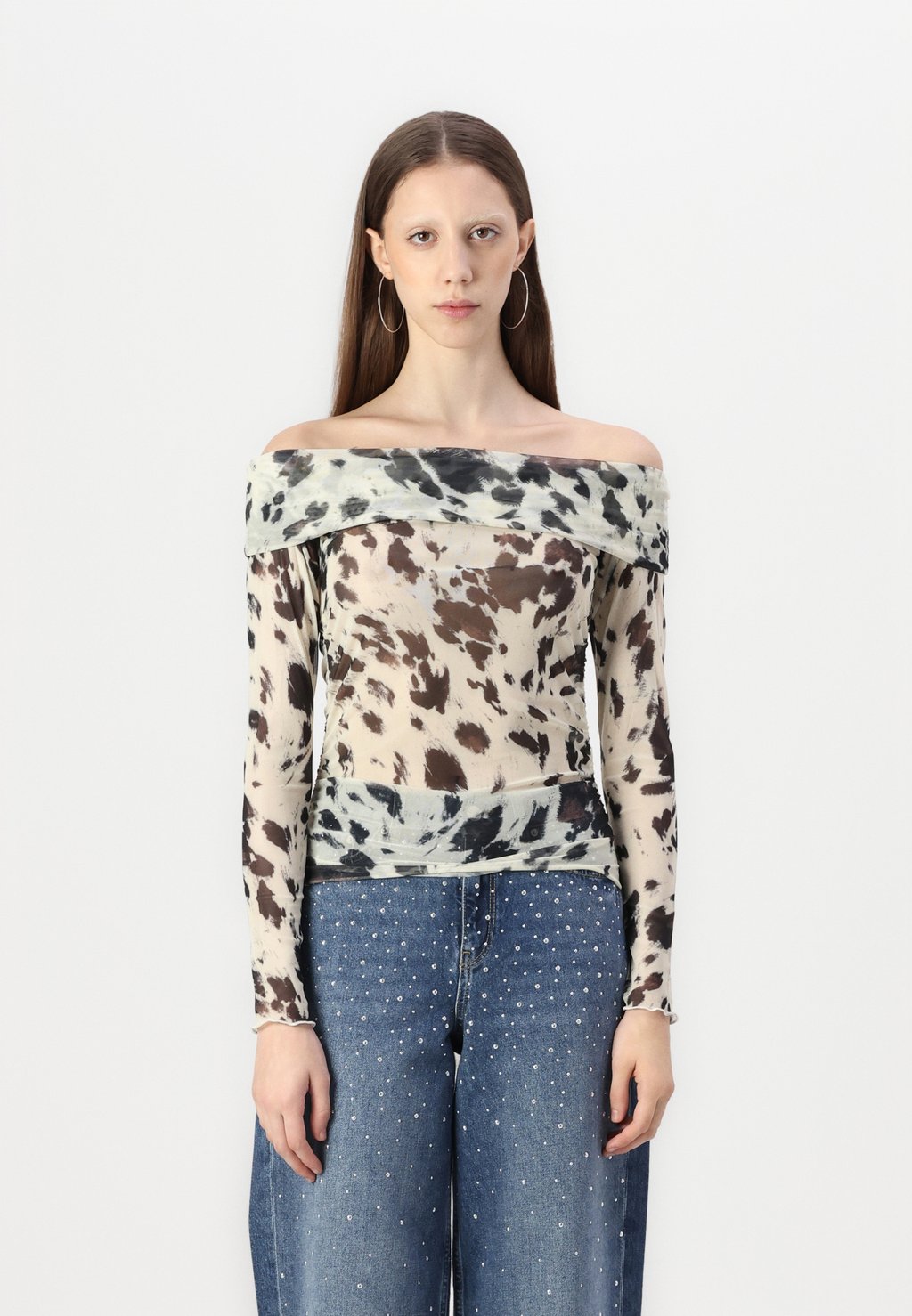 

Топ с длинными рукавами JXMINNA OFF SHOULDER JJXX, светло-серый