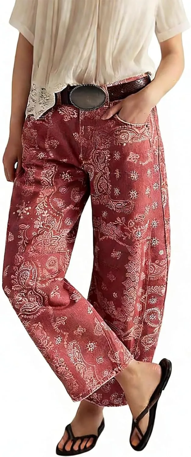 

Женские джинсы бойфренд baggy barrel с цветочным принтом