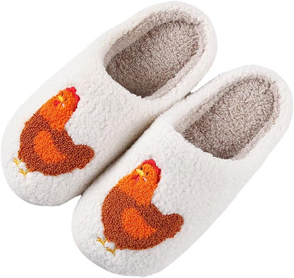 

Женские и мужские клубничные тапочки Милые фруктовые домашние тапочки Зимние пушистые с эффектом памяти Теплые мягкие домашние тапочки Gjike, D-chicken