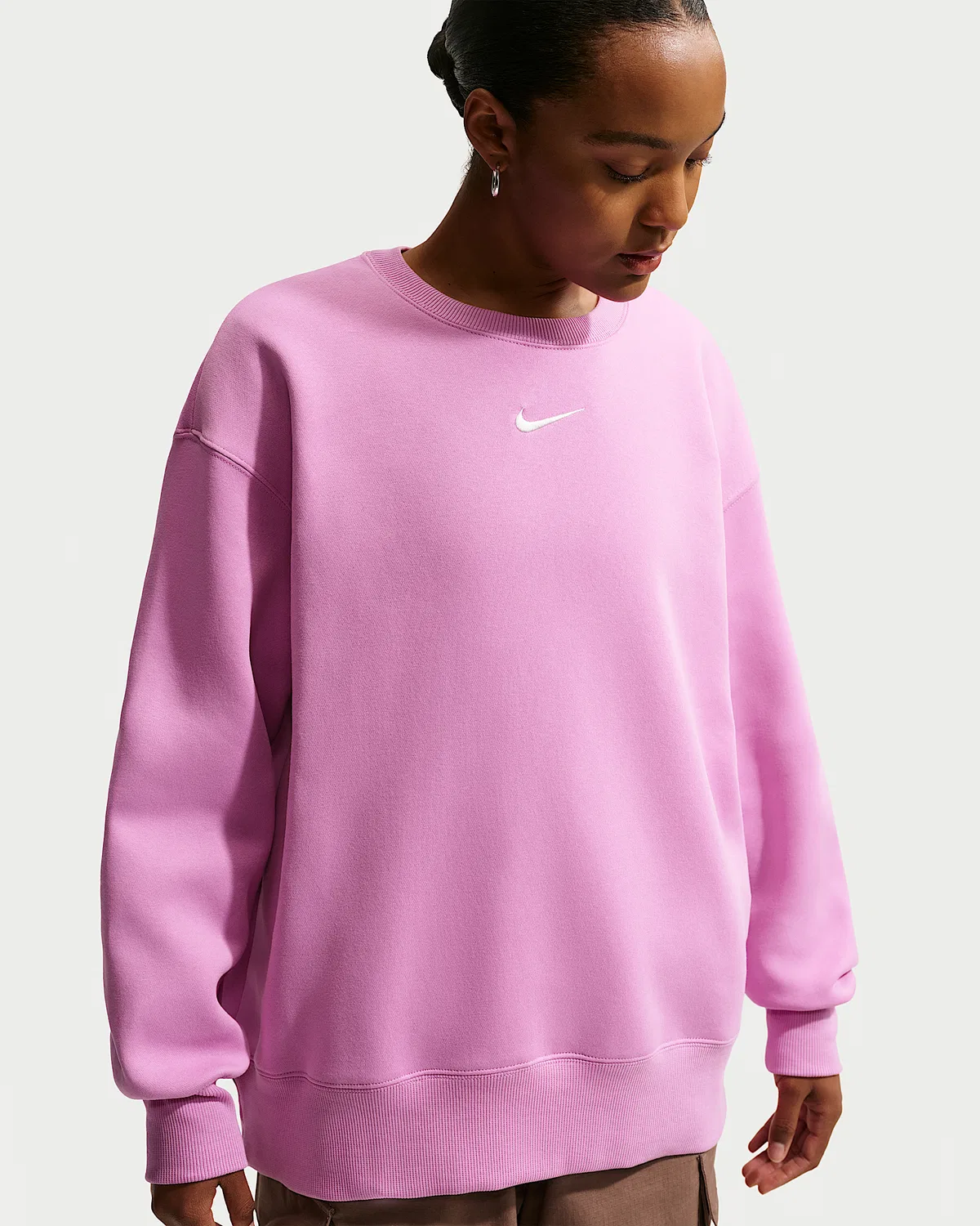 Женский оверсайз свитшот с круглым вырезом Nike Sportswear Phoenix Fleece, Light Magenta/Sail
