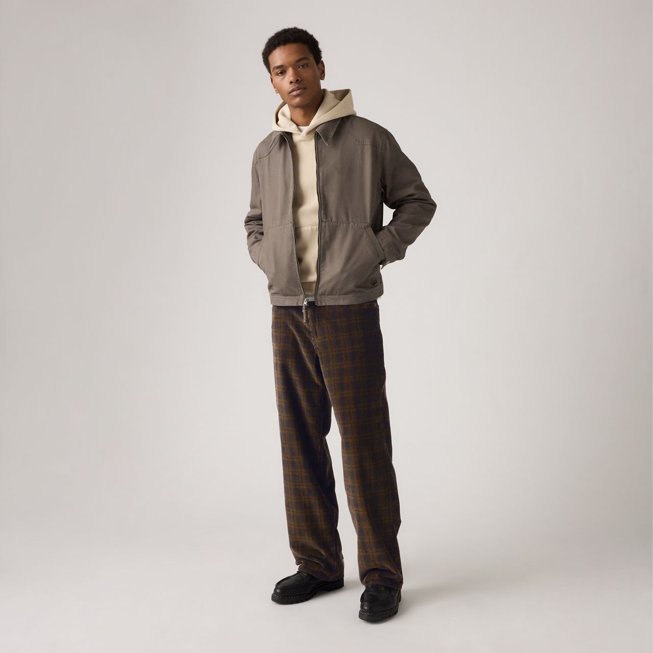 

578 Мешковатые вельветовые мужские джинсы Levi's, Ennis Plaid - Brown