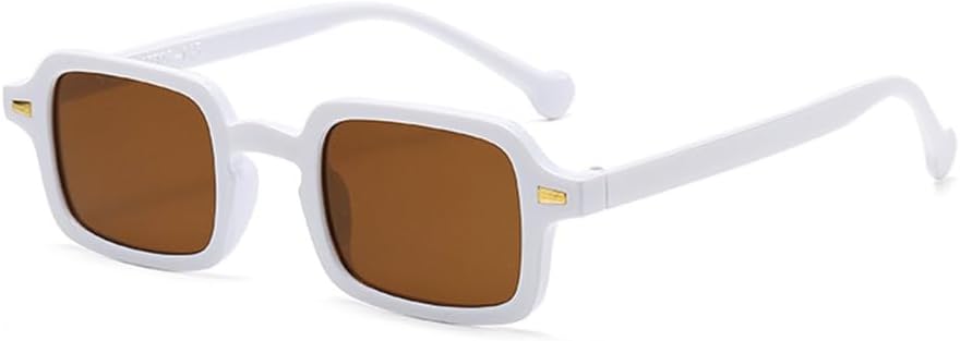 

Солнцезащитные очки LVTFCO Classic Rectangle для женщин, овальные солнцезащитные очки в винтажном стиле для мужчин и женщин, модные очки с защитой от УФ-излучения UV400, White Brown