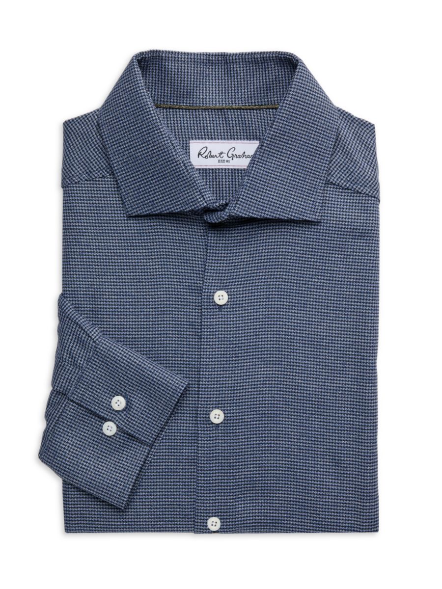 

Рубашка современного кроя Troy Houndstooth Robert Graham, цвет Midnight