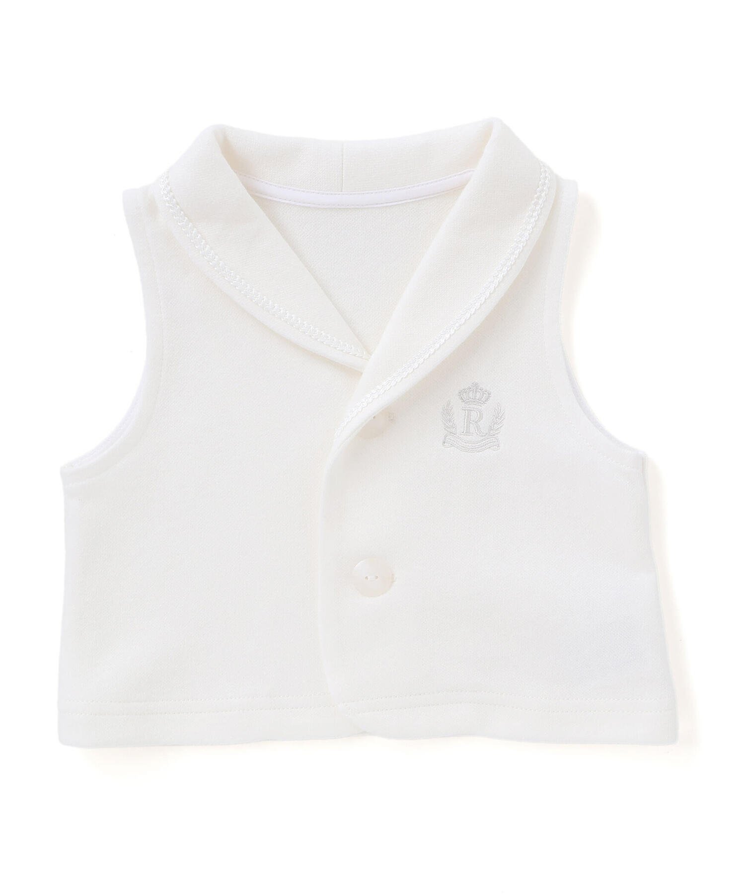 Картонный вязаный церемониальный жилет (60-80 см) Fillot De Bebe Reduction, white — фото 2