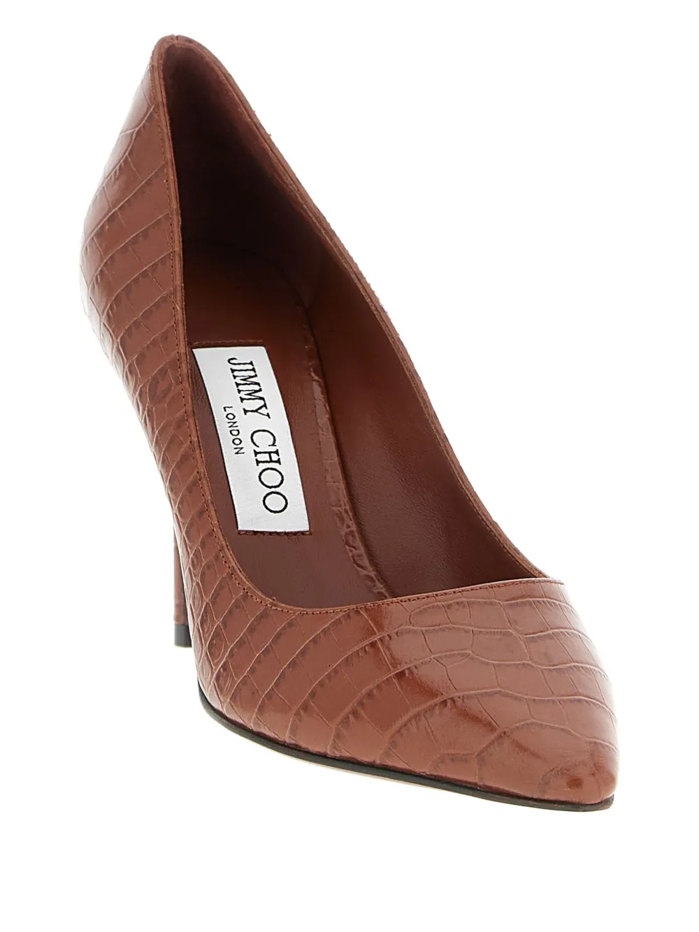 Туфли Romy с острым носком и эффектом крокодила, 85 мм JIMMY CHOO, коричневый — фото 3