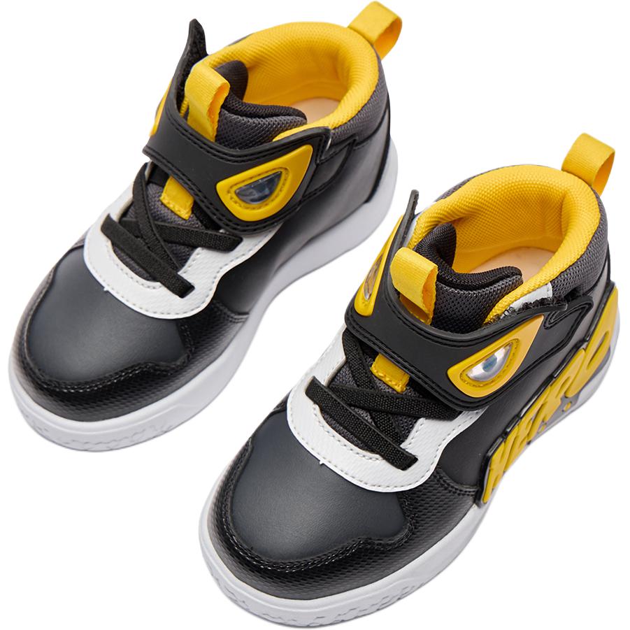 QIAODAN Скользоустойчивые амортизирующие кроссовки Mid top для малышей Black Yellow — фото 4