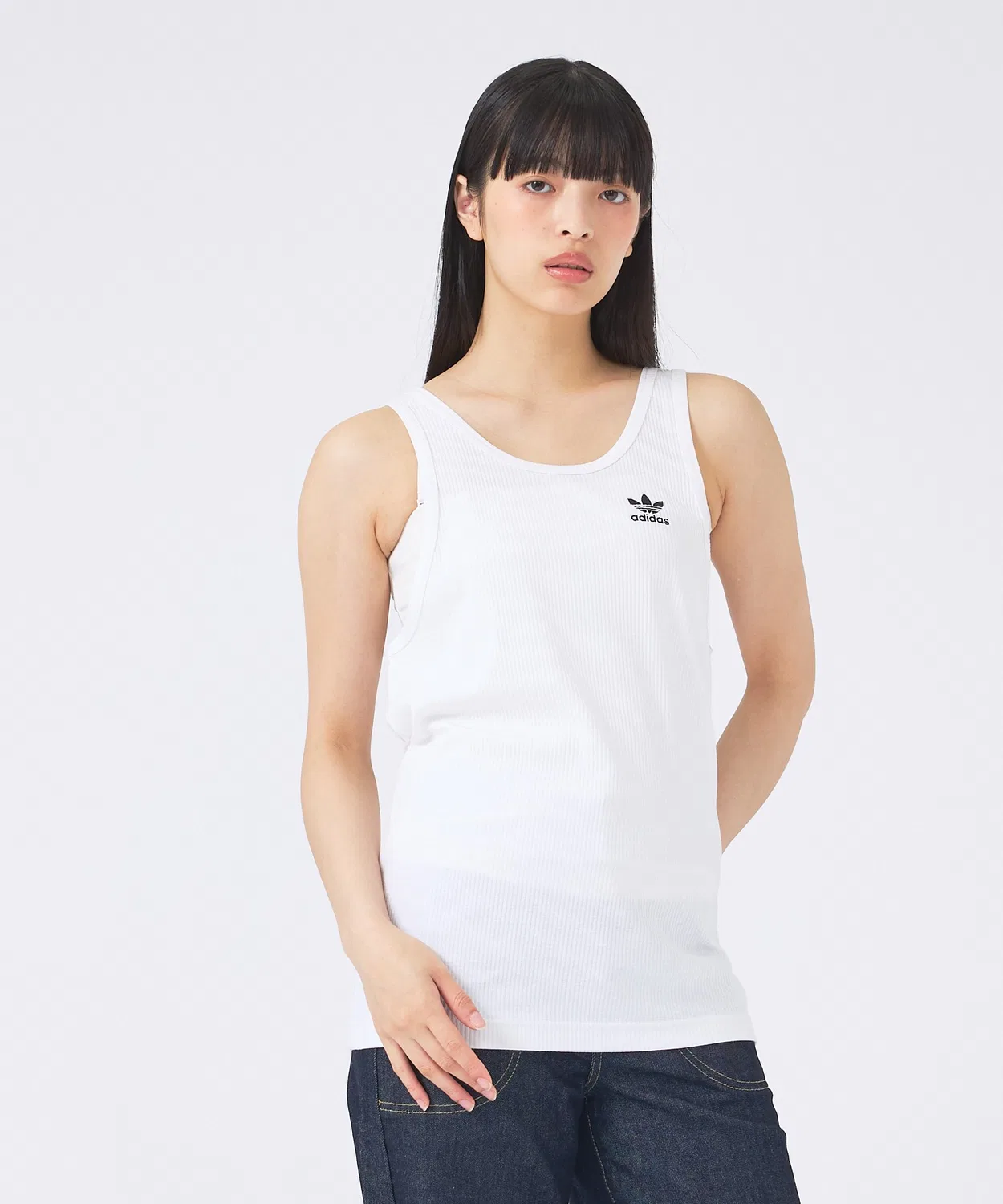 Женская хлопковая майка-борцовка с логотипом Adidas Originals Trefoil Essentials, белая