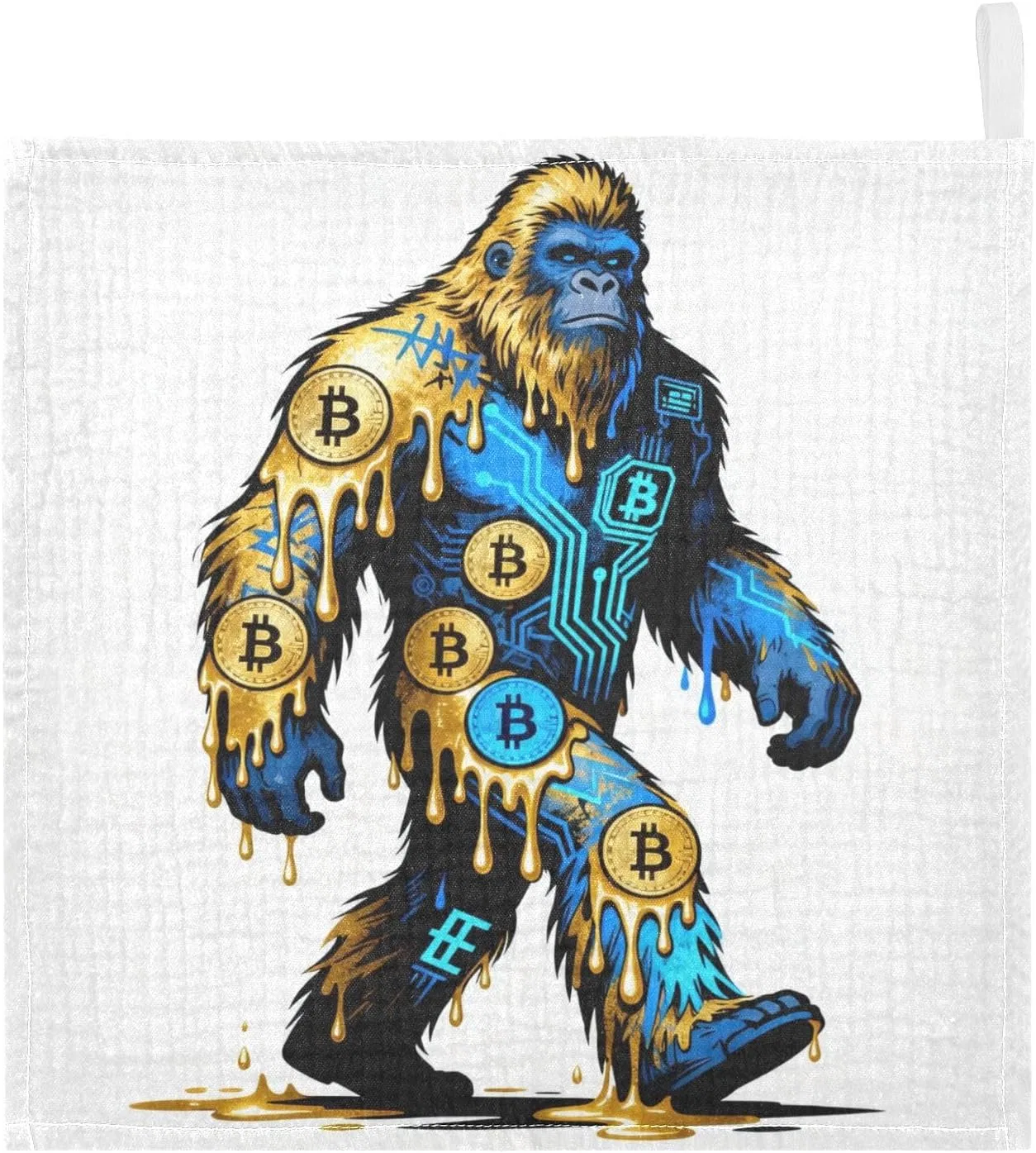Мочалки для лица из муслина, GuoChe, набор 5 шт, 30x30 см, Bitcoin Gorilla Artistic