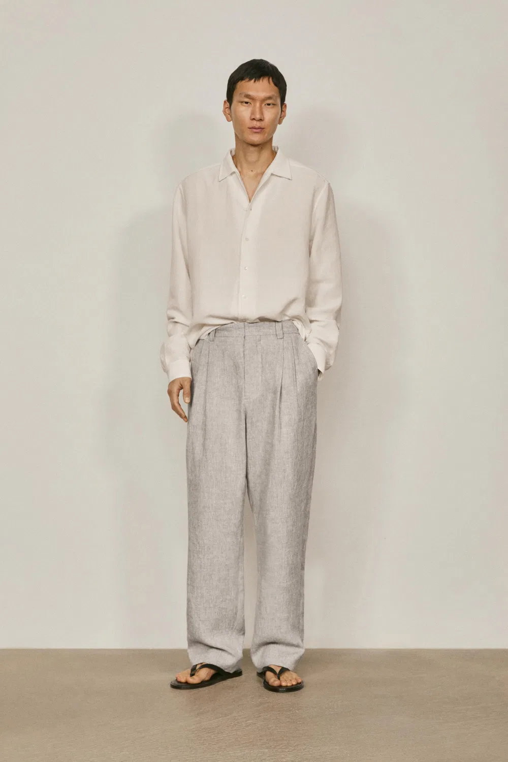 Льняные брюки Total Look - лимитированная серия Massimo Dutti, серый