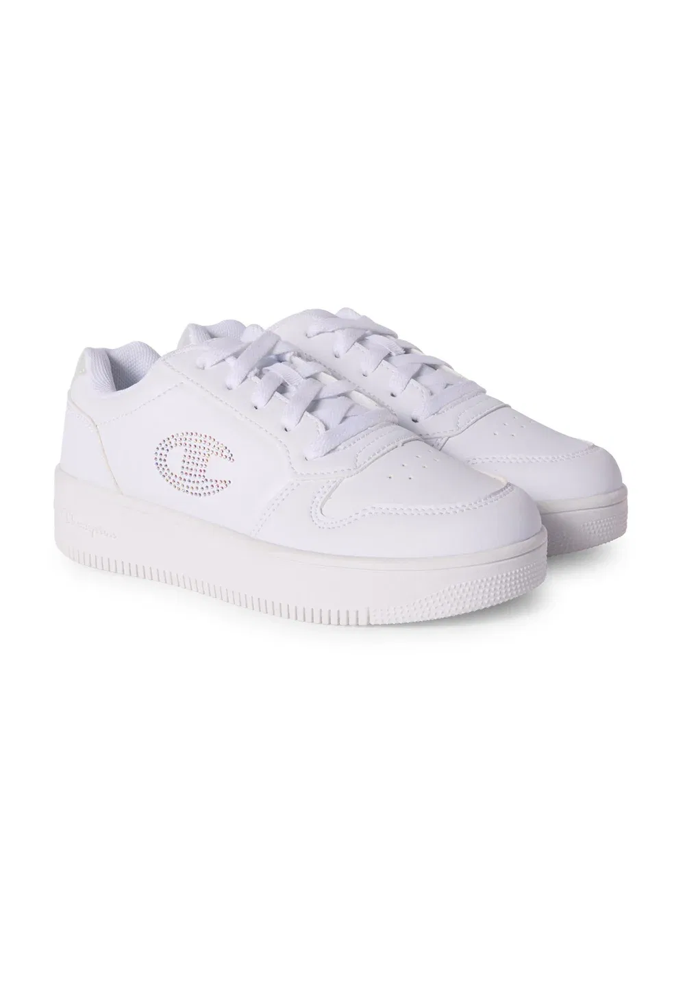 Rd18 платформа блестящие g gs низкие баскетбольные кроссовки Champion, White And Light Grey — фото 2