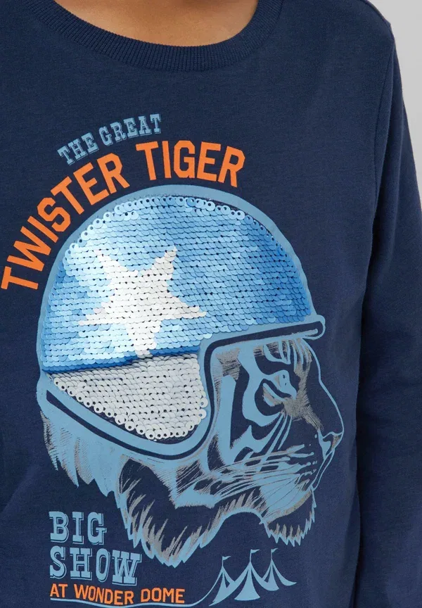 Топ с принтом животных и пайетками Mit print und wendepailletten, S.Oliver, tiefblau, синий — фото 2