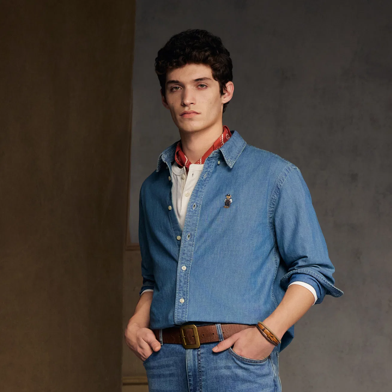 Детская джинсовая рубашка с острым воротником Denim Teenie Weenie Men, Denim — фото 4
