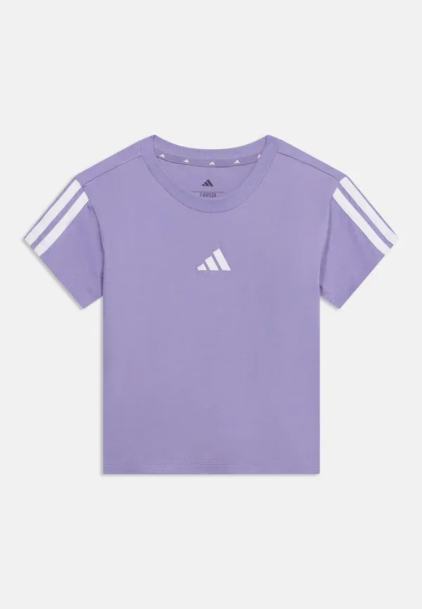 Футболка в полоску для девочек-подростков, унисекс - спортивная футболка Adidas Performance, белый/сиреневый