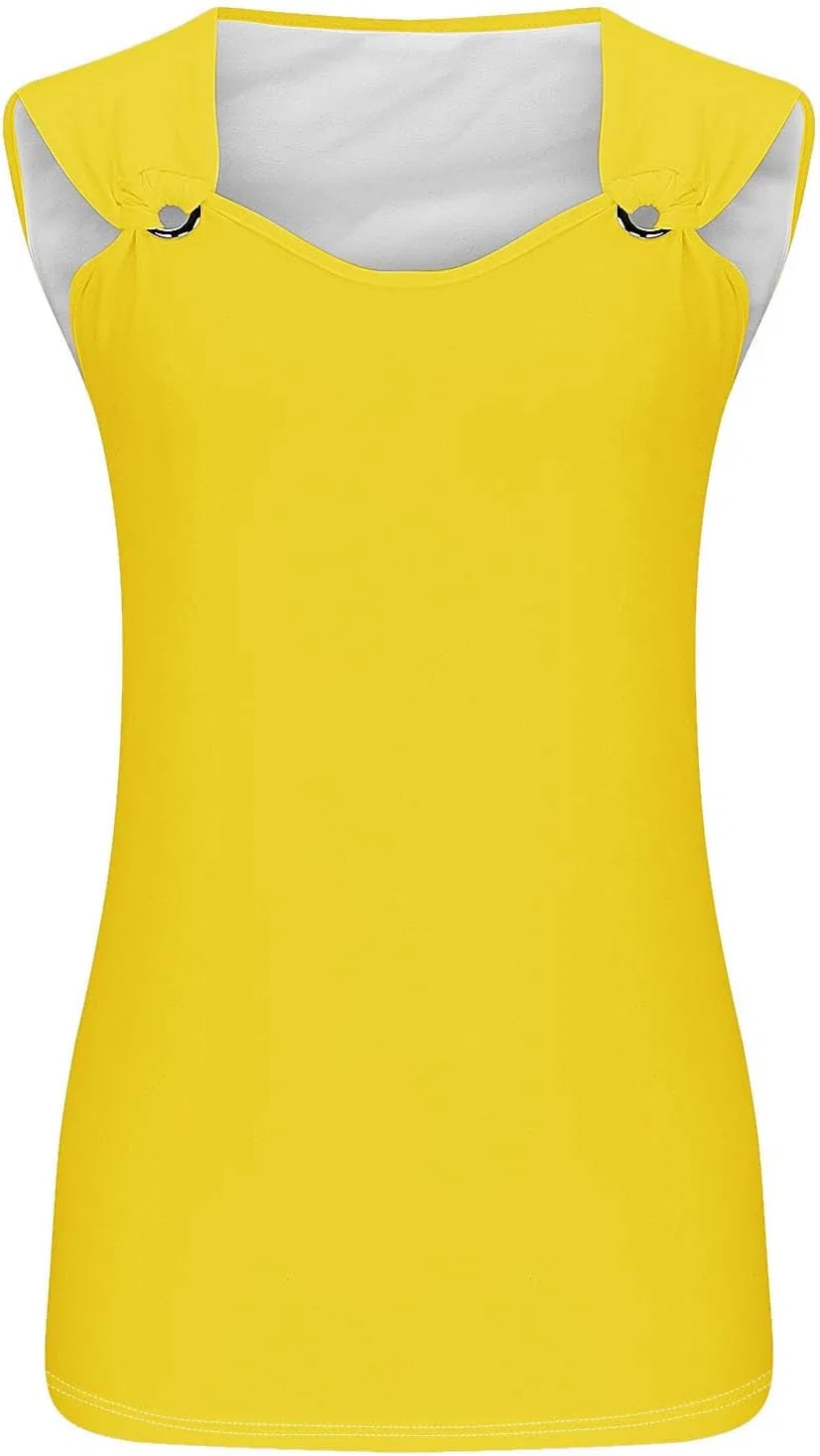 Женский топ на бретелях V-образный вырез свободный, Yellow — фото 2