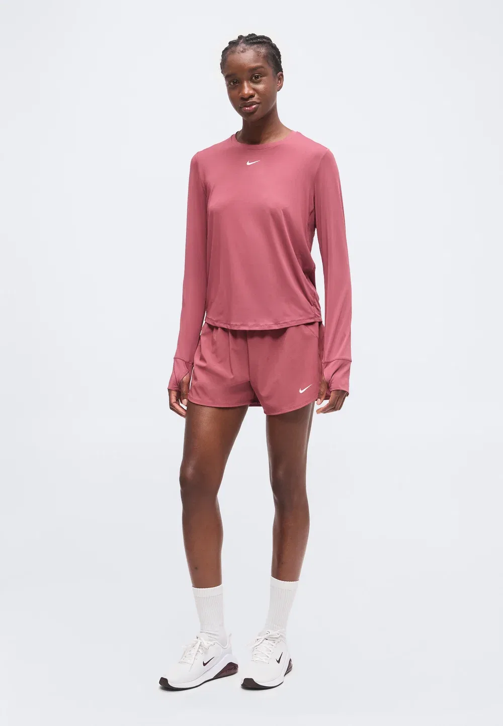 Классический вариант - блузка с длинными рукавами Nike Performance, Pink Smoke/White — фото 2