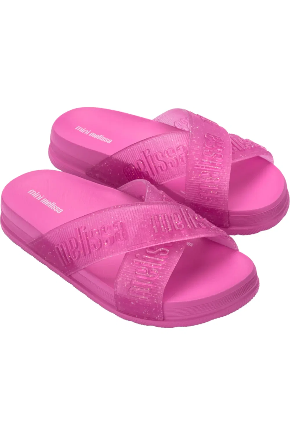 Сандалии детские с перекрестными ремешками Cozy Cross Strap Slide Mini Melissa, Lilac/Glitter