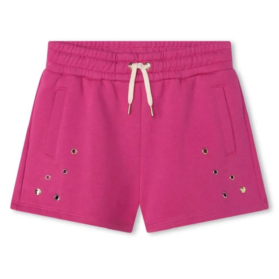 Шорты с вышивкой-айлетами из органического хлопка Chloé, Pink