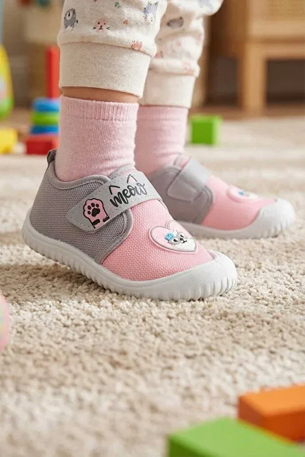 Детские повседневные туфли для девочек из льна Gezer, Pink-Grey