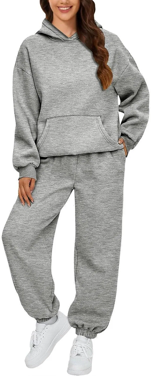 Женский спортивный комплект из худи и джоггеров, Grey-B