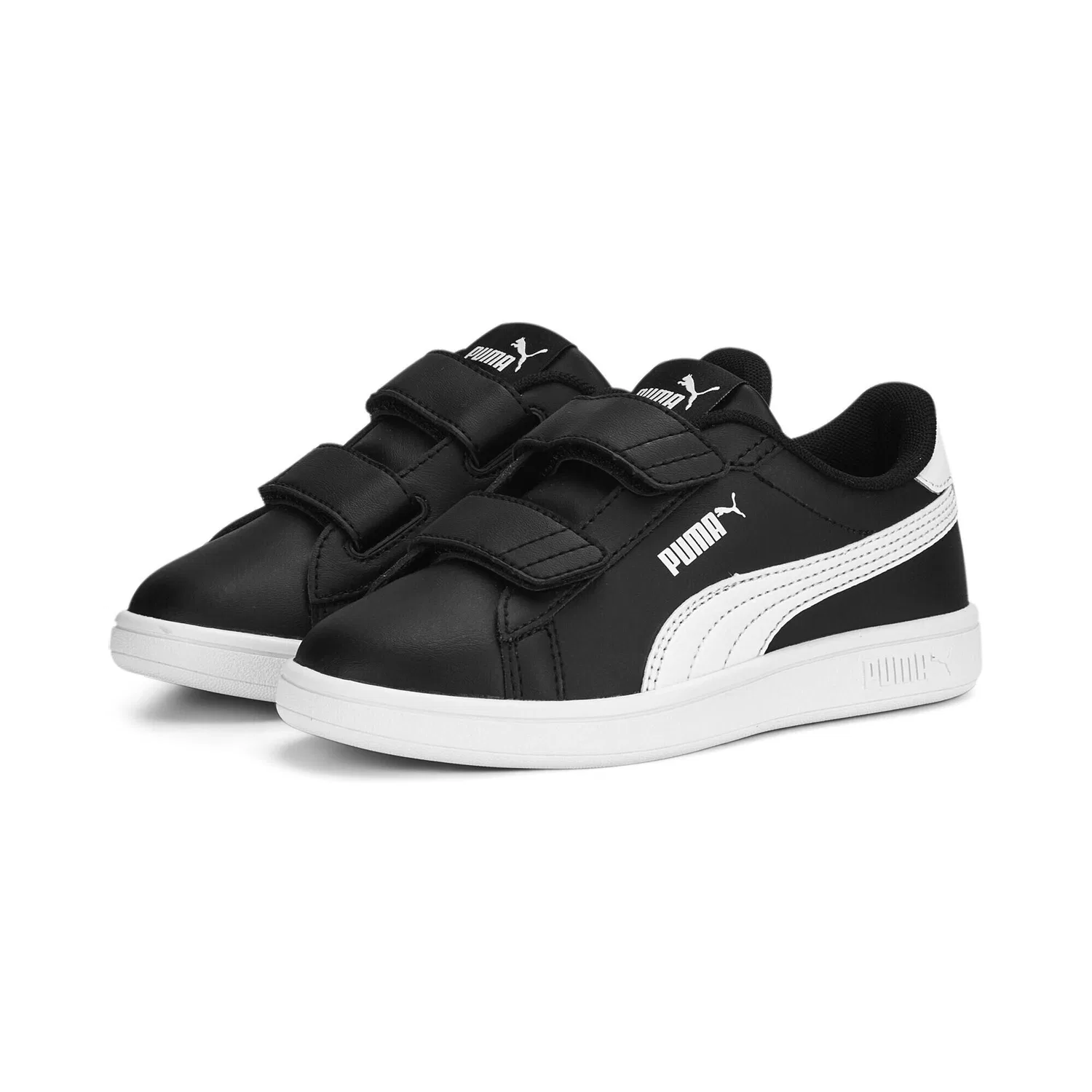 Детские кроссовки с липучкой Smash 3.0 Puma, Schwarz / Weiss