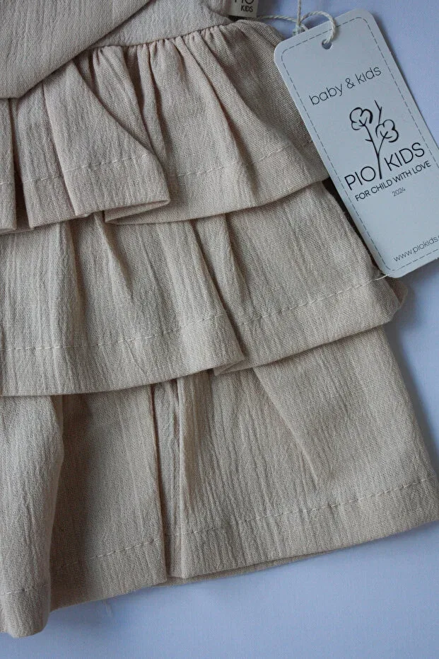Детское платье для девочек хлопковое Pio Kids, Beige — фото 4